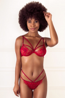 Red French Lace Strappy Thong